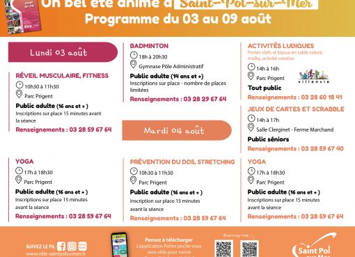 Les activités de la semaine du 3 au 9 août