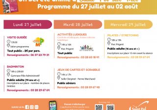 Les activités de la semaine du 27 juillet au 2 août