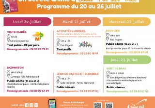 Les activités de la semaine du 20 au 26 juillet