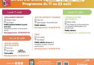 Les activités de la semaine du 17 au 23 août