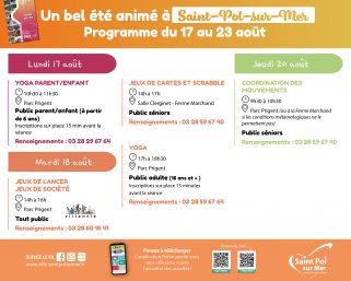 Les activités de la semaine du 17 au 23 août