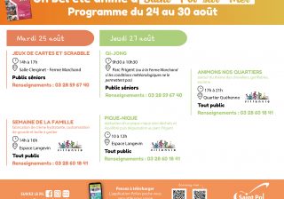 Les activités de la semaine du 24 août au 30 août