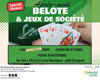 Animation séniors – Belote ou scrabble